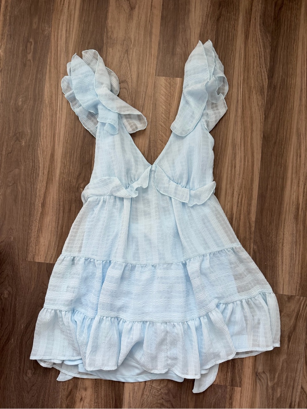NWOT Francesca’s Collection Frilly Blue Dress Large
